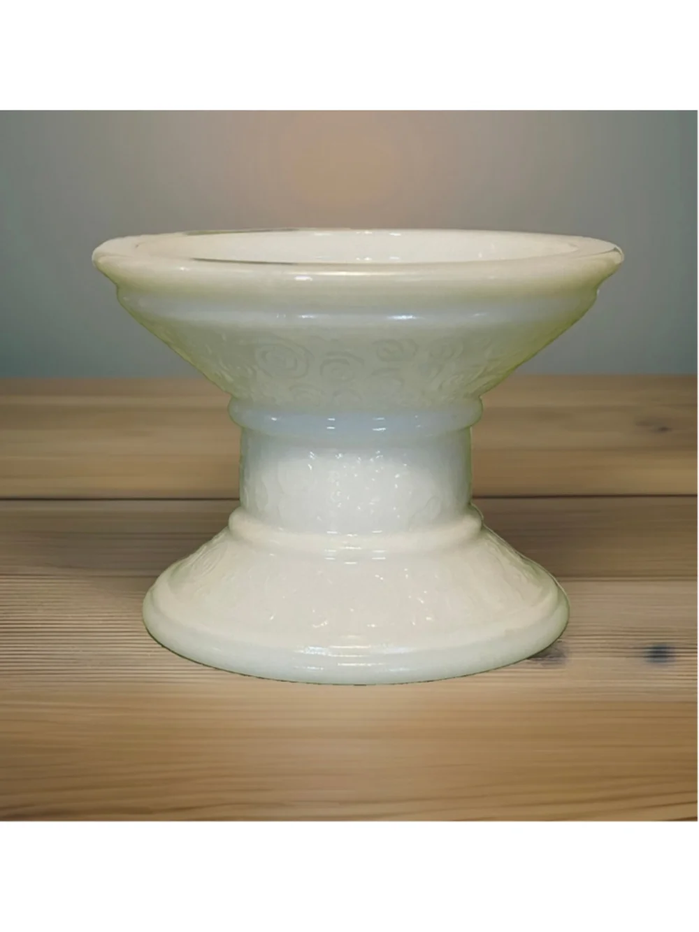 Vintage Milk Glass Pinwheel Pillar Taper Candle Holder